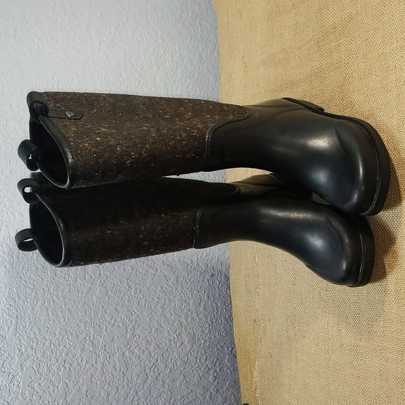 UGG Stefana Rain Boots Women's Sz 5, Black/Brown, Good Condition, No Box - Picture 1 of 9